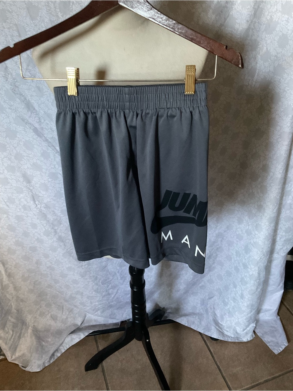 Jordan Men's Dark Grey Athletic Shorts with Black Logo